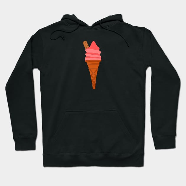 Strawberry Ice Cream Cone Hoodie by Cool Duck's Tees